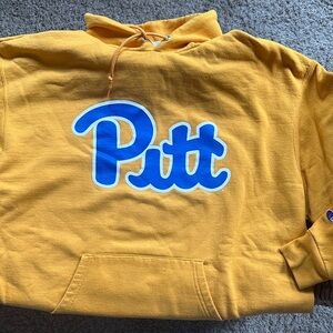 Champion Pitt Logo Yellow Hoodie